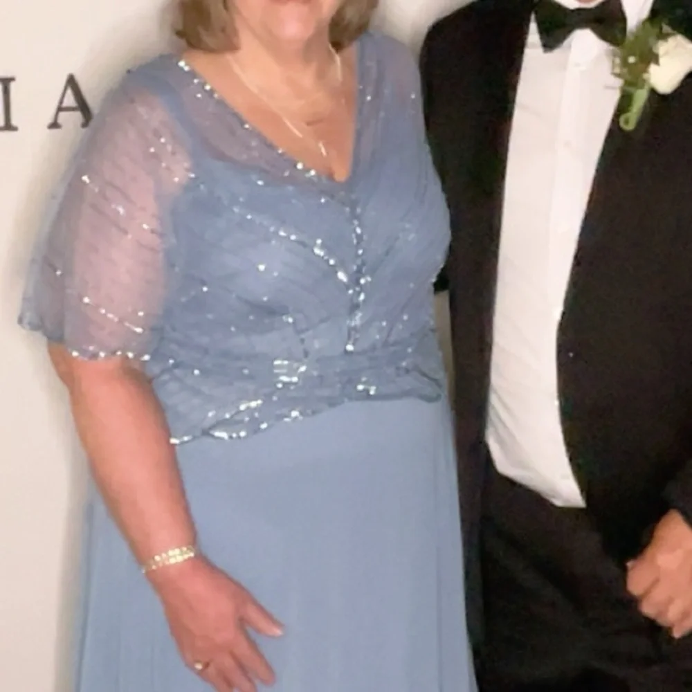 Oleg Cassini Mother of the Groom Beaded Peplum A-Line Dress with Scalloped Edge - Picture 5 of 5